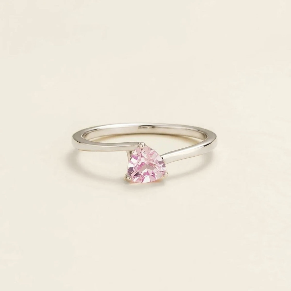 Trillion Pastel Pink Sapphire Solitaire Ring in White Gold