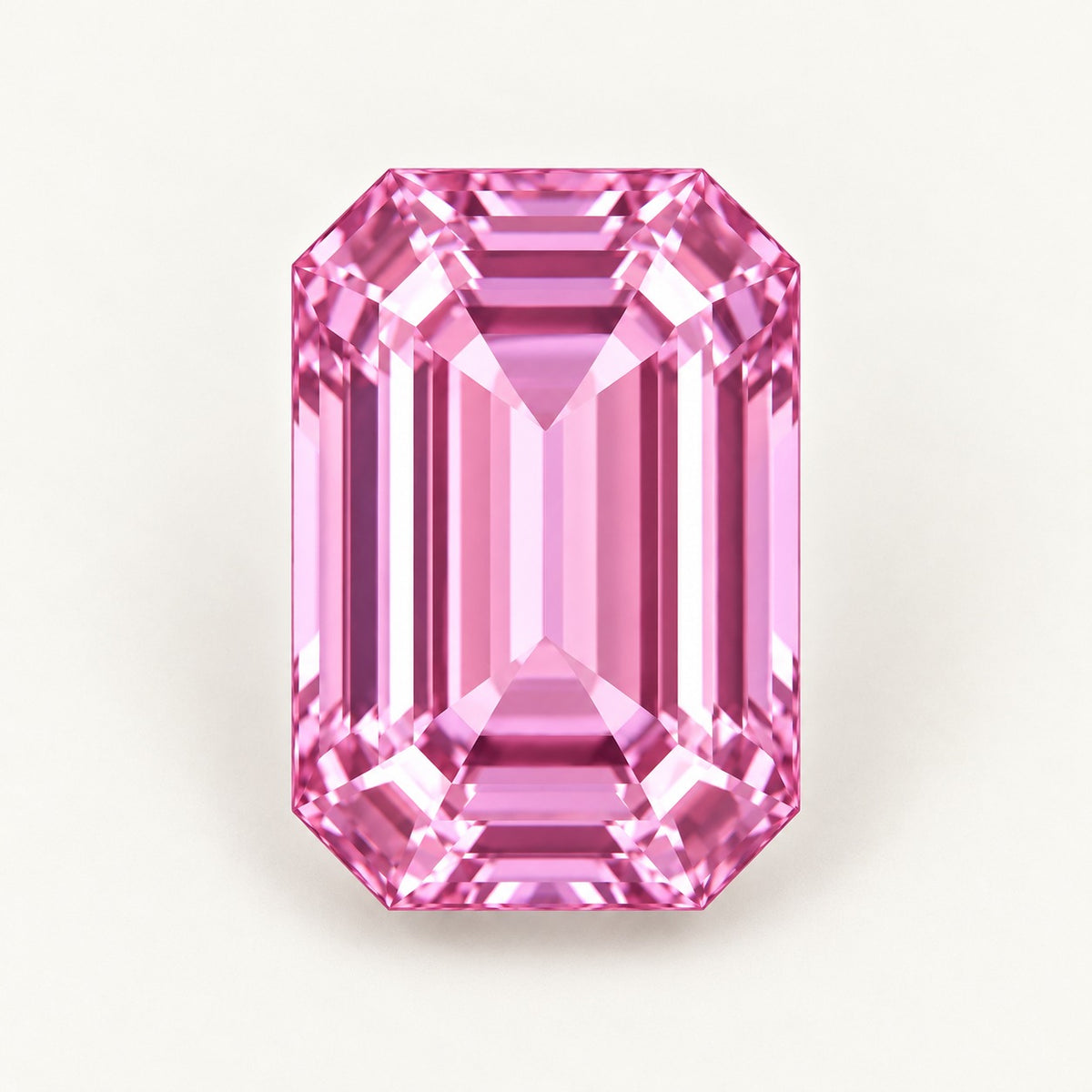 Pink lab-grown spinel, emerald cut