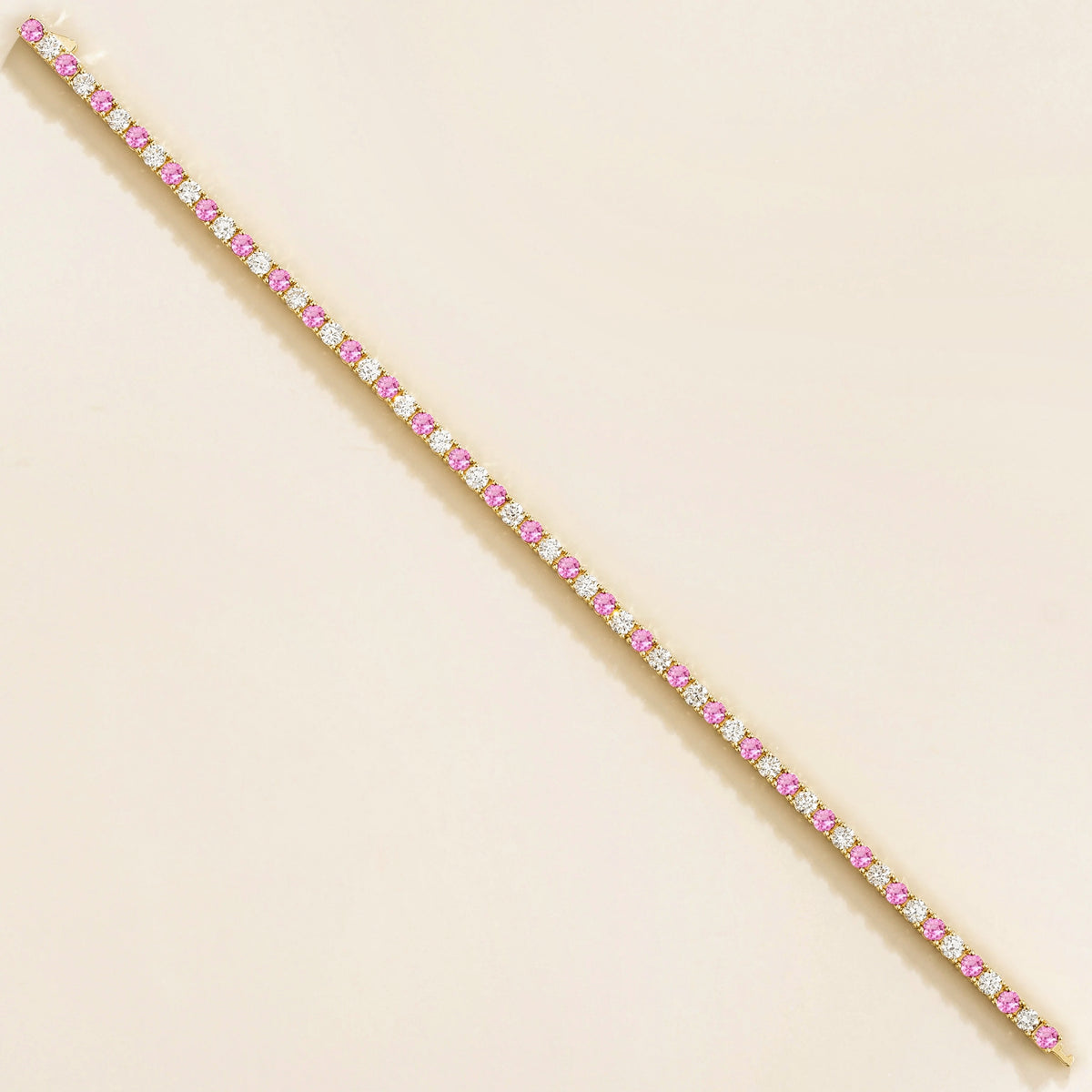 Stacy Pink Sapphire & Diamond Round Tennis Bracelet in Gold