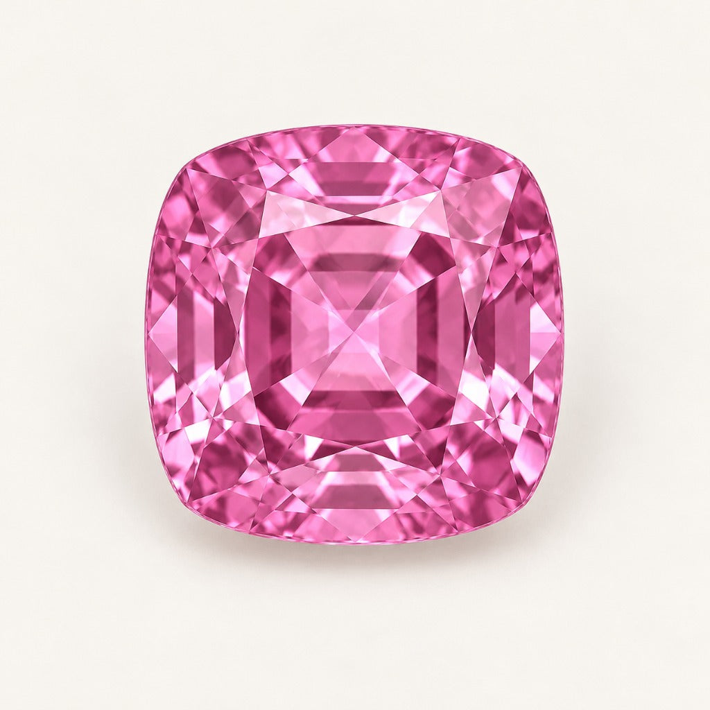 Pink lab-grown sapphire, cushion cut