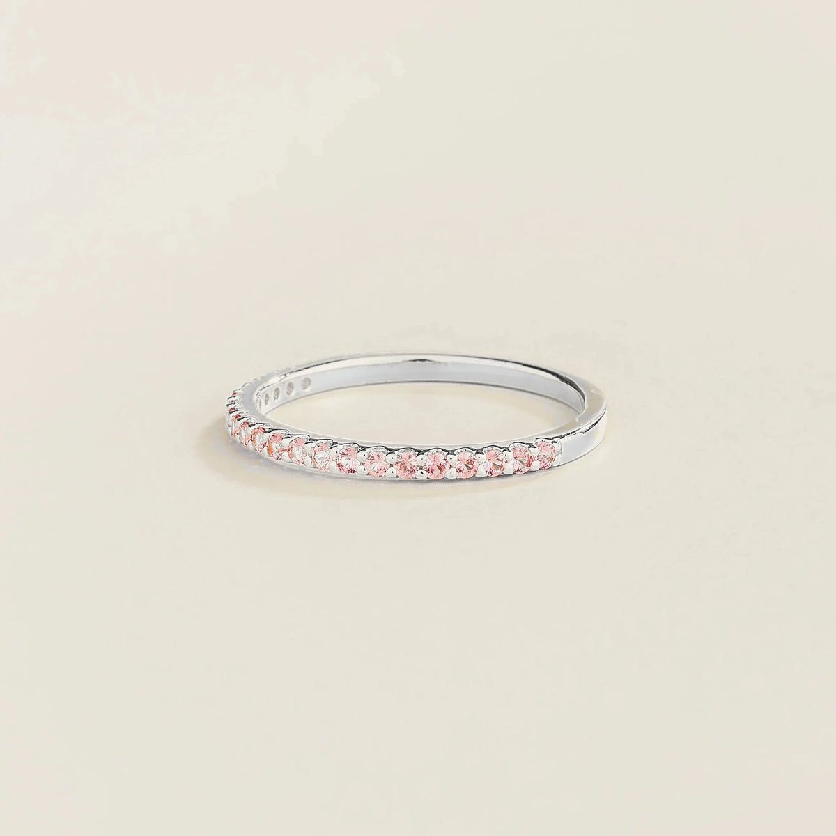 Stacy Pink Sapphire Half Eternity Band in White Gold