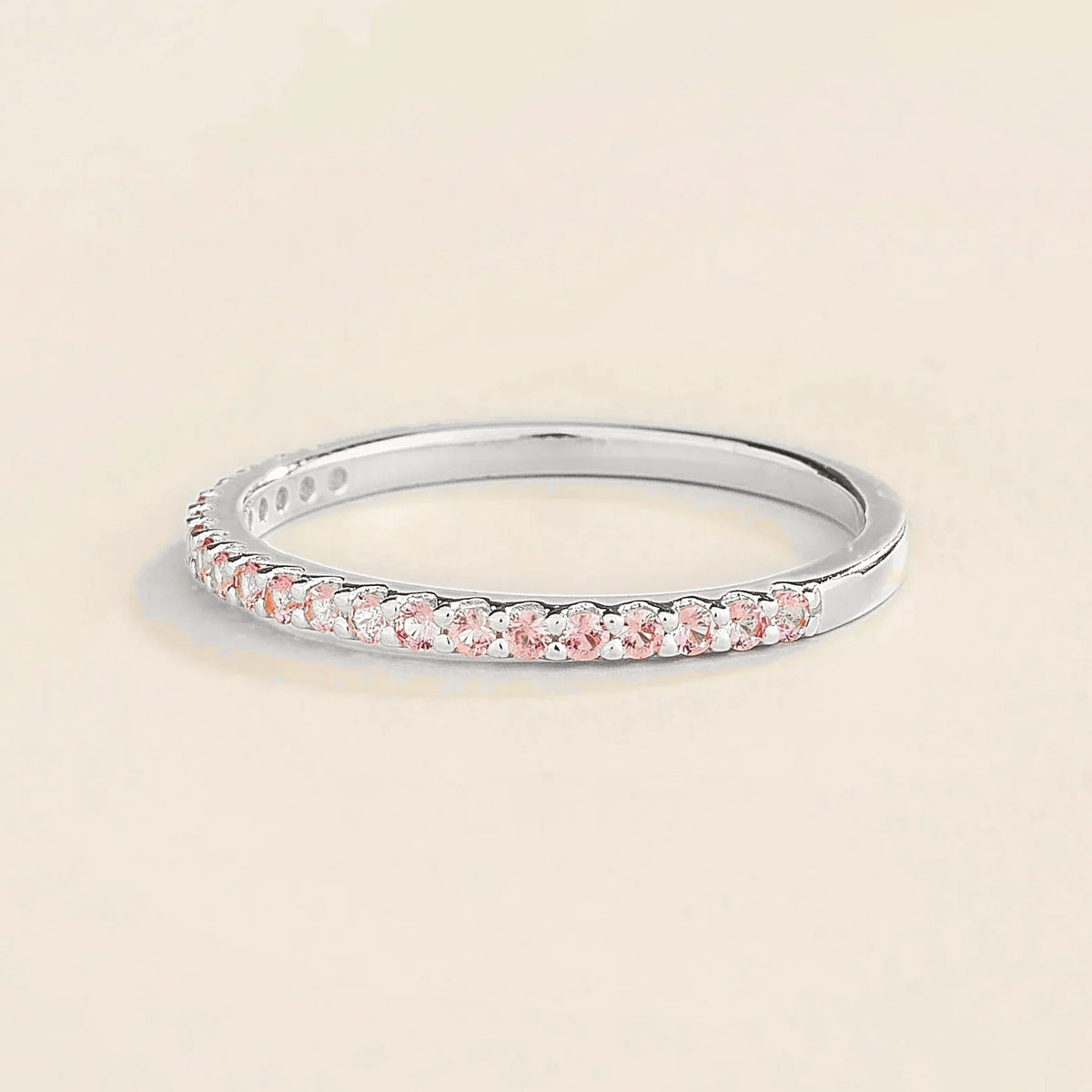 Stacy Pink Sapphire Half Eternity Band in White Gold
