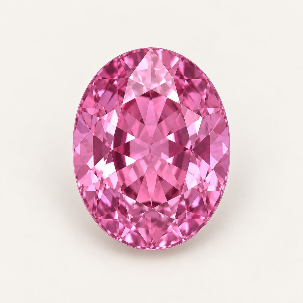 Pink lab-grown sapphire, oval cut