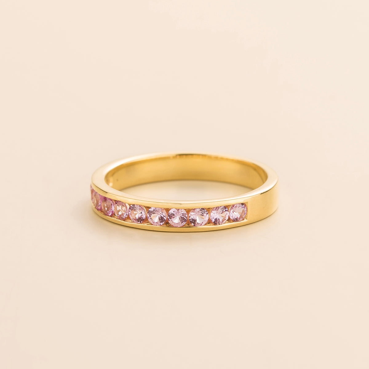Margo Pink Sapphire Channel Band Ring in Gold