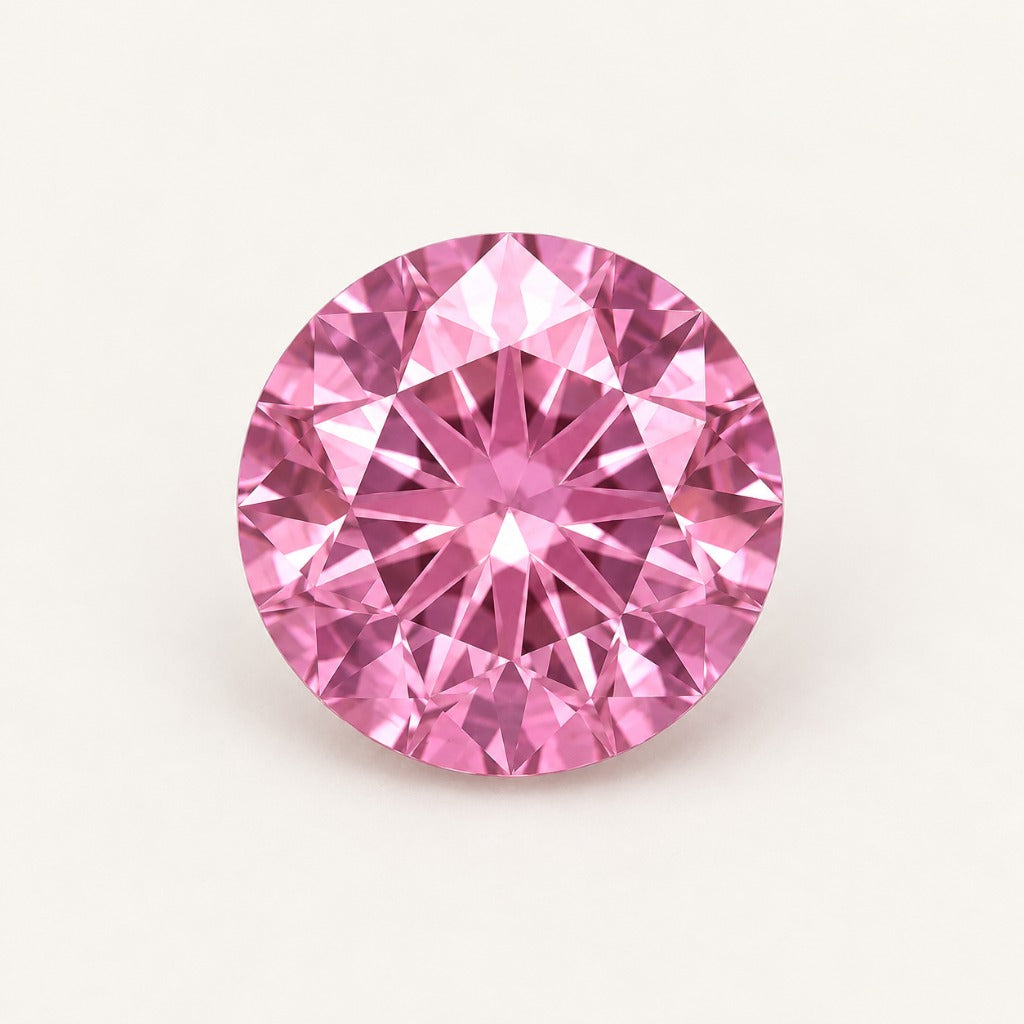 Pink lab-grown sapphire, round cut