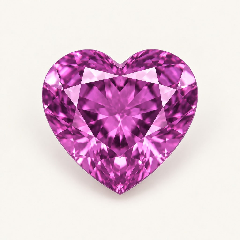 Pinkish-purple lab-grown sapphire, heart cut