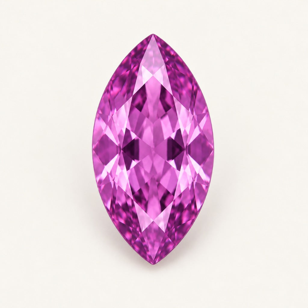 Pinkish-purple lab-grown sapphire, marquise cut