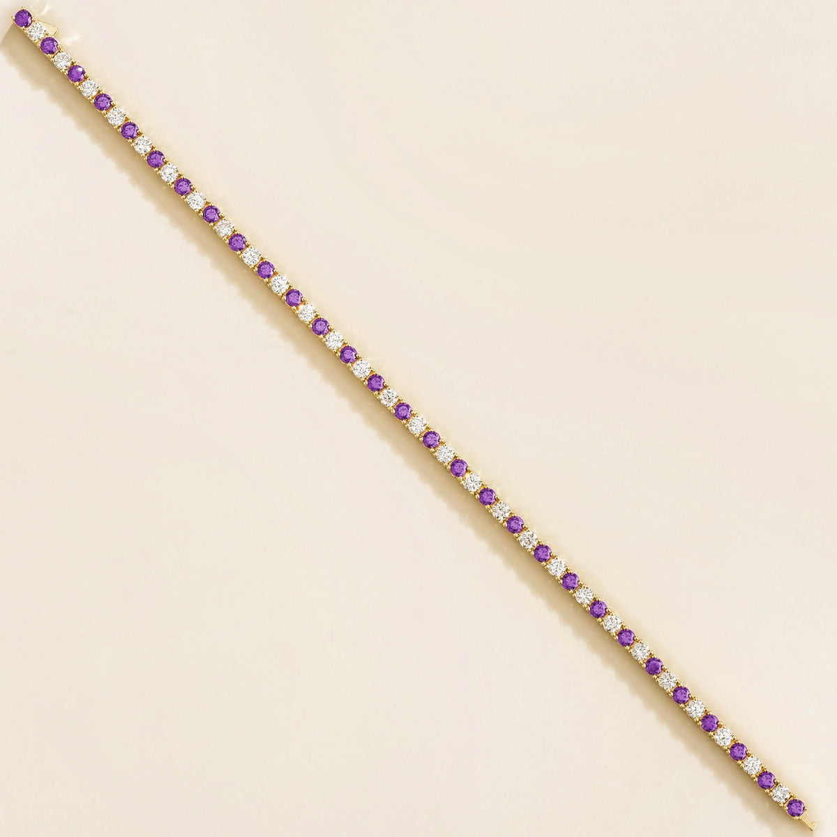 Stacy Purple Sapphire & Diamond Tennis Bracelet in Gold – front view