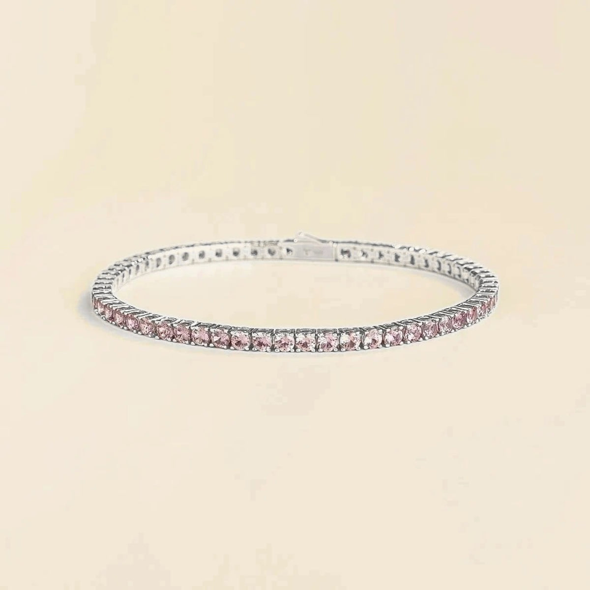 Stacy purple sapphire round tennis bracelet in white gold