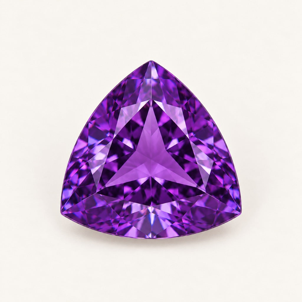 Purple lab-grown sapphire, trillion cut