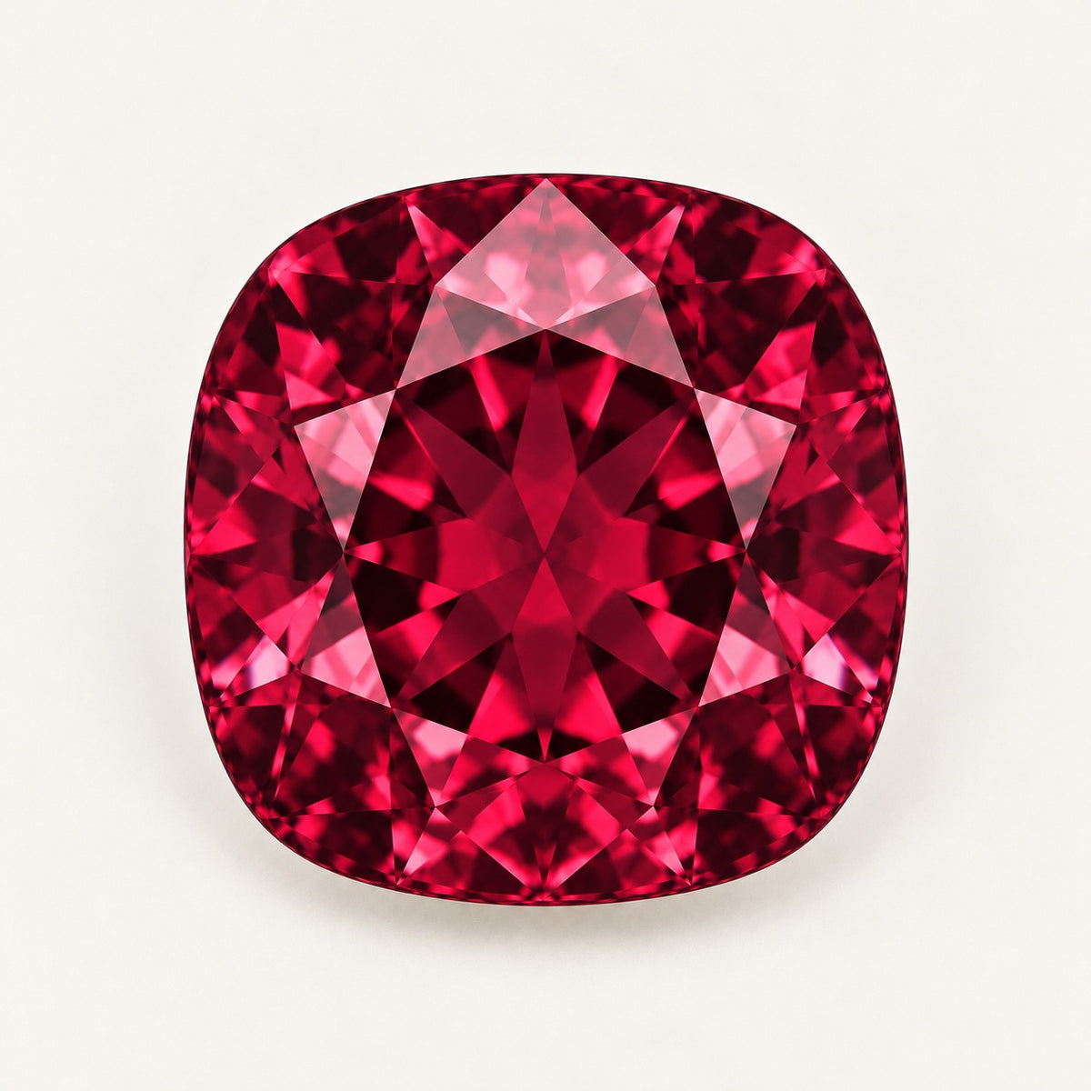 Red lab-grown spinel, cushion cut