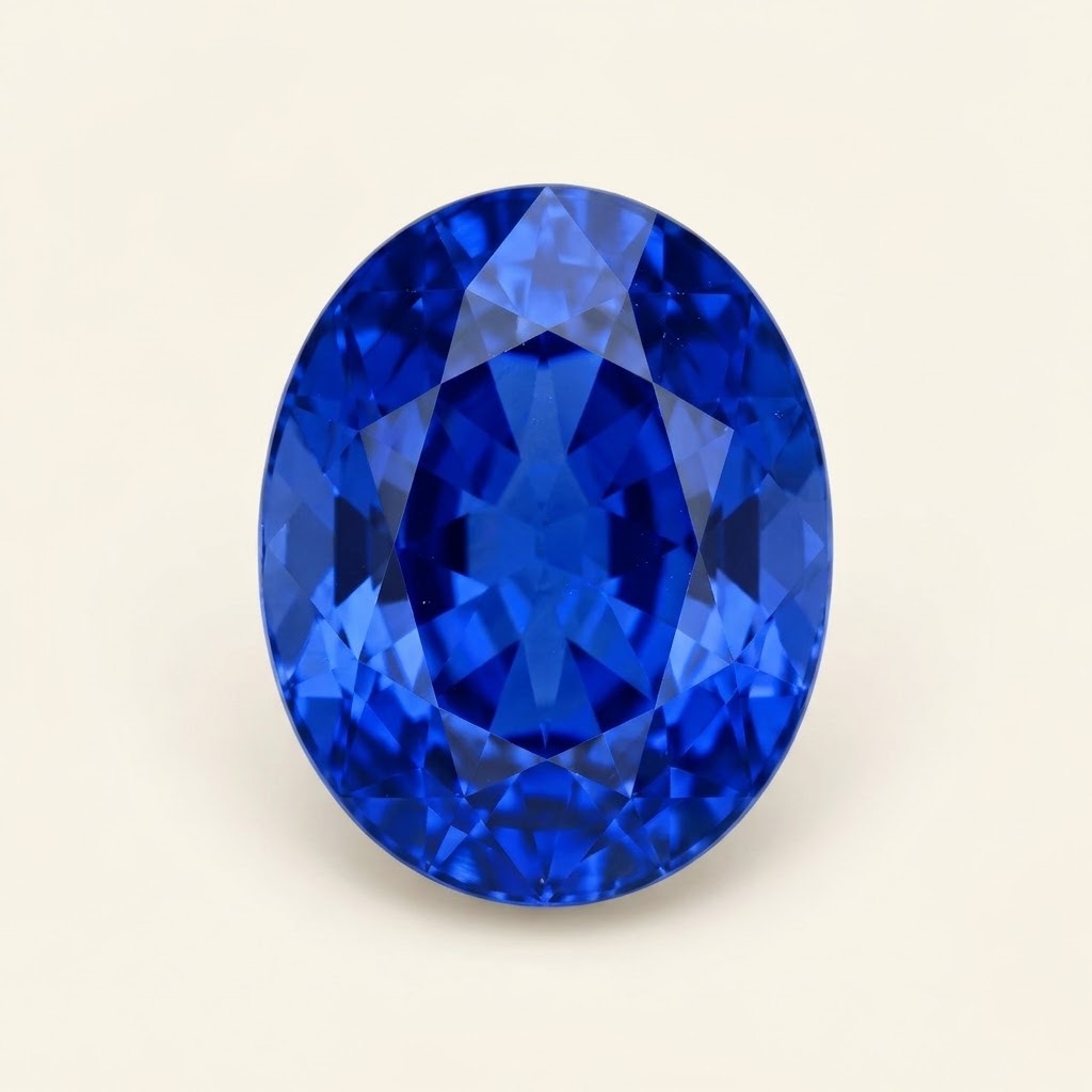 Royal blue lab-grown sapphire, oval cut