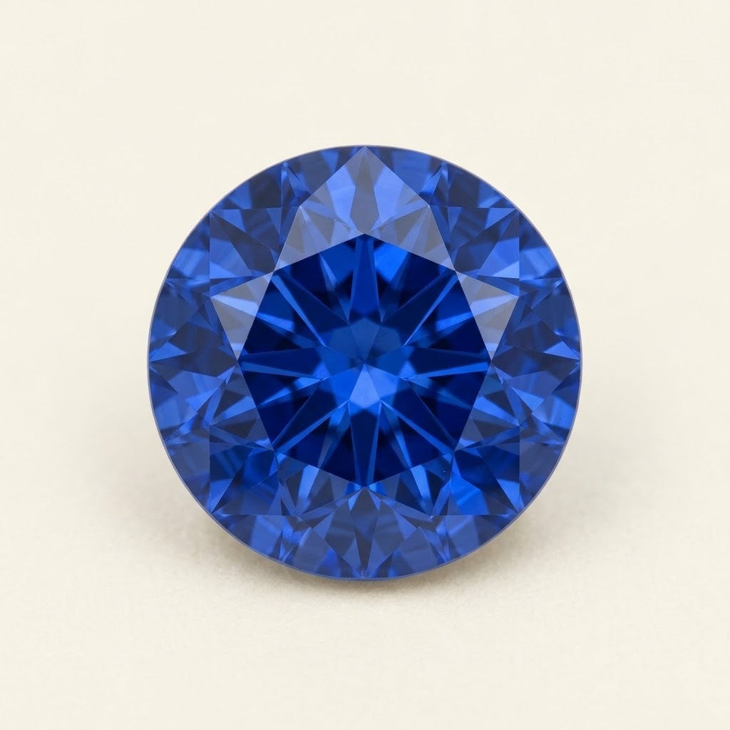 Royal blue lab-grown sapphire, round cut