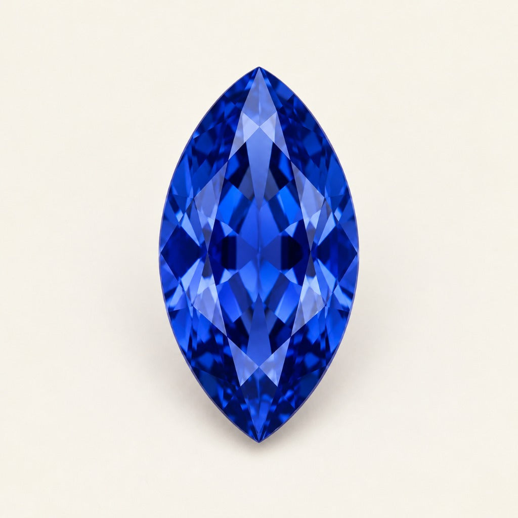 Royal blue lab-grown sapphire, marquise cut