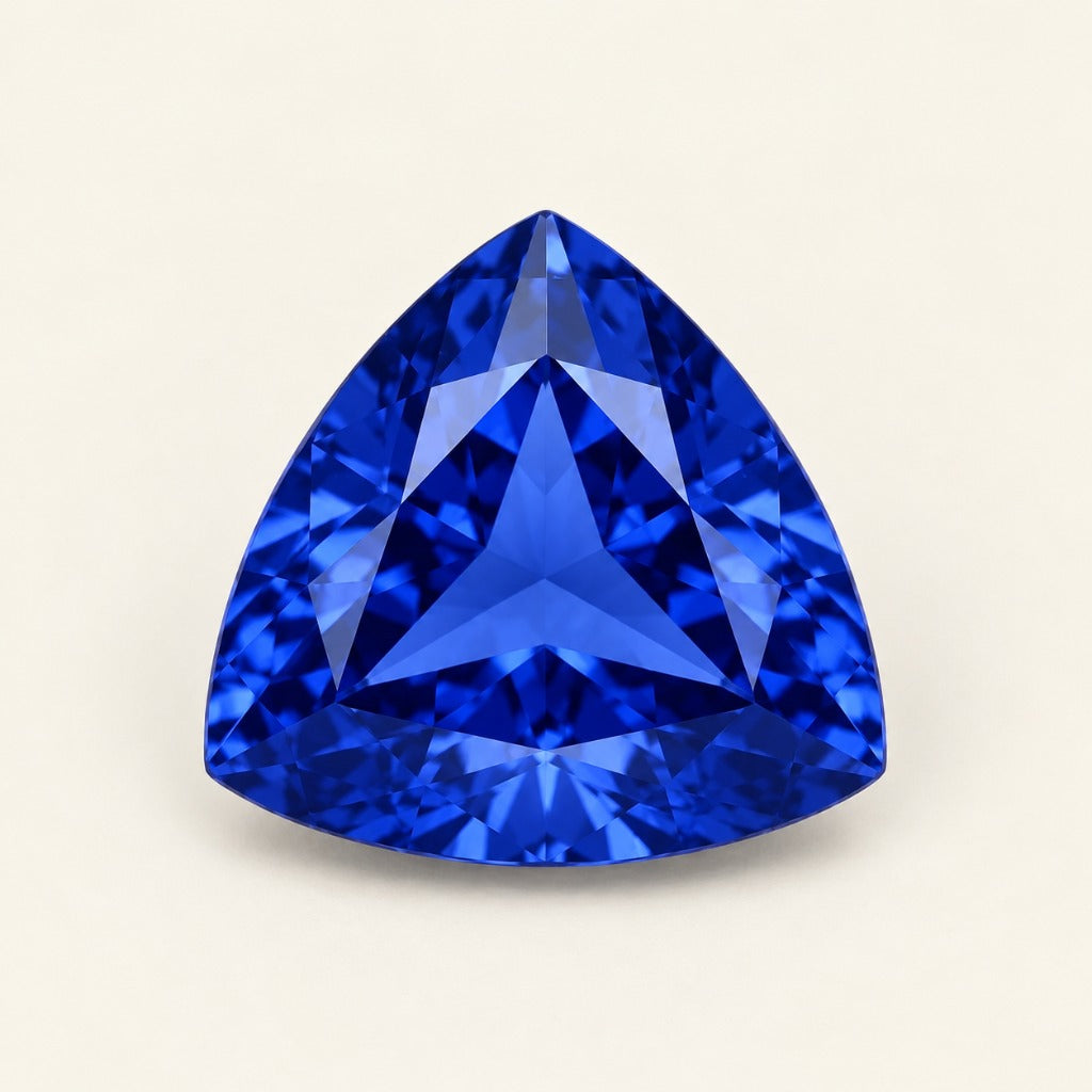 Royal blue lab-grown sapphire, trillion cut