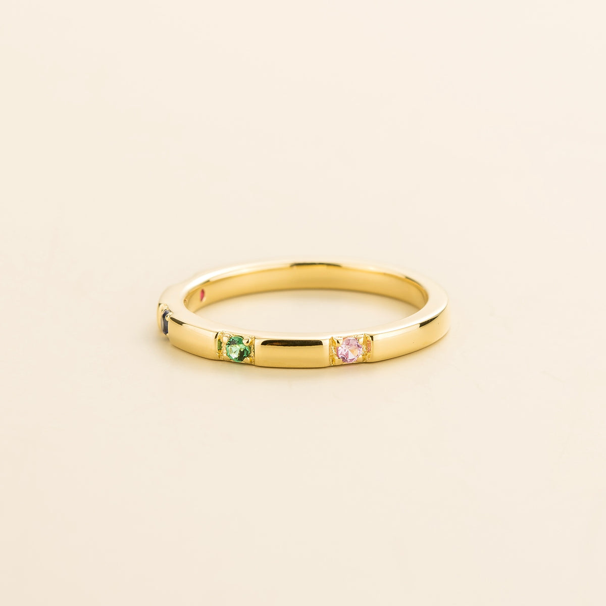 Balans Ruby, Blue Sapphire, Emerald & Pink Sapphire Station Band Ring In Gold