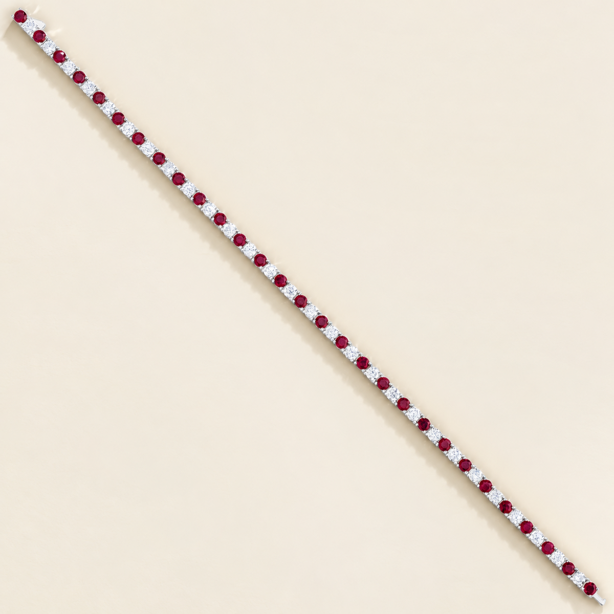 Stacy Ruby & Diamond Round Tennis Bracelet in White Gold