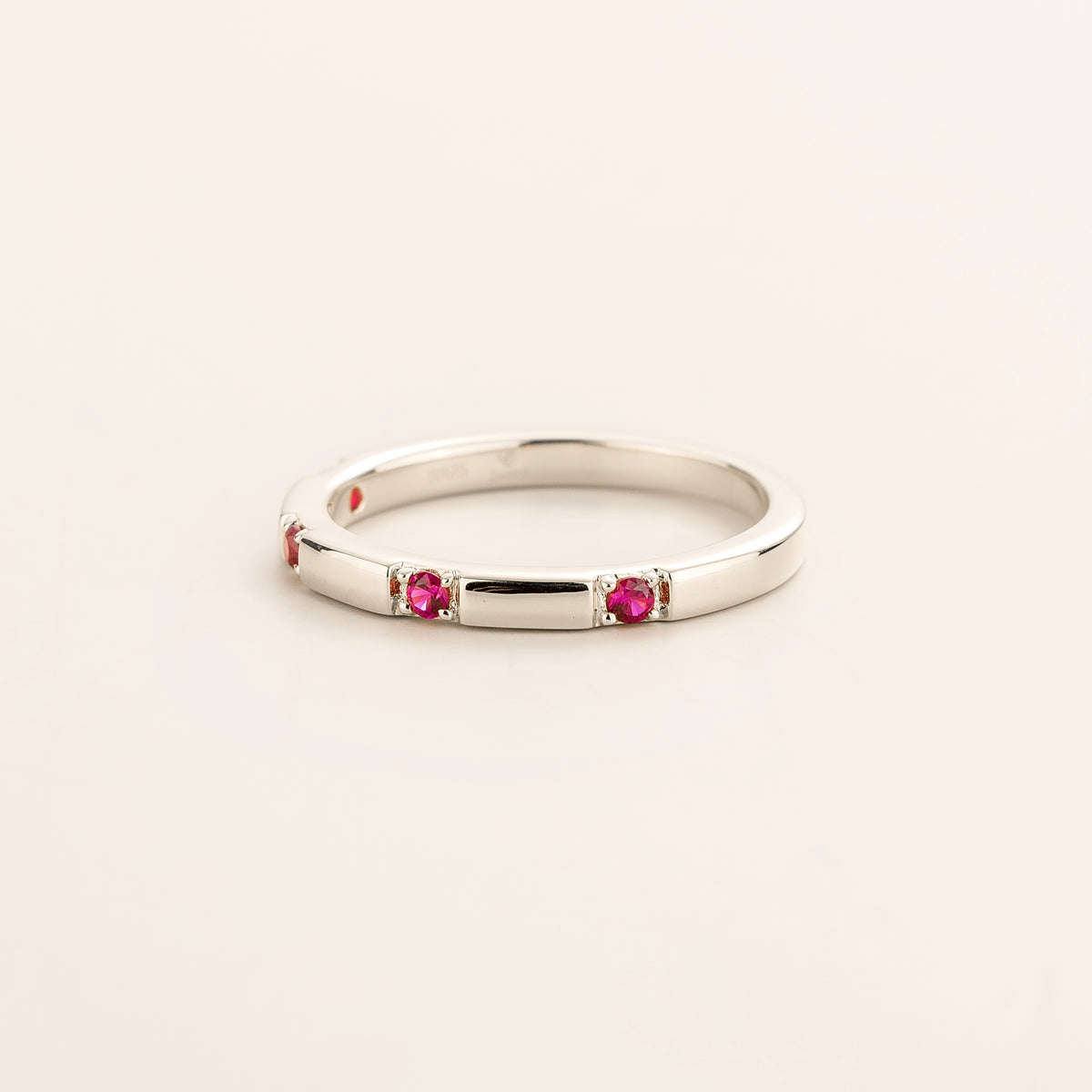 Balans Ruby Station Band Ring in White Gold