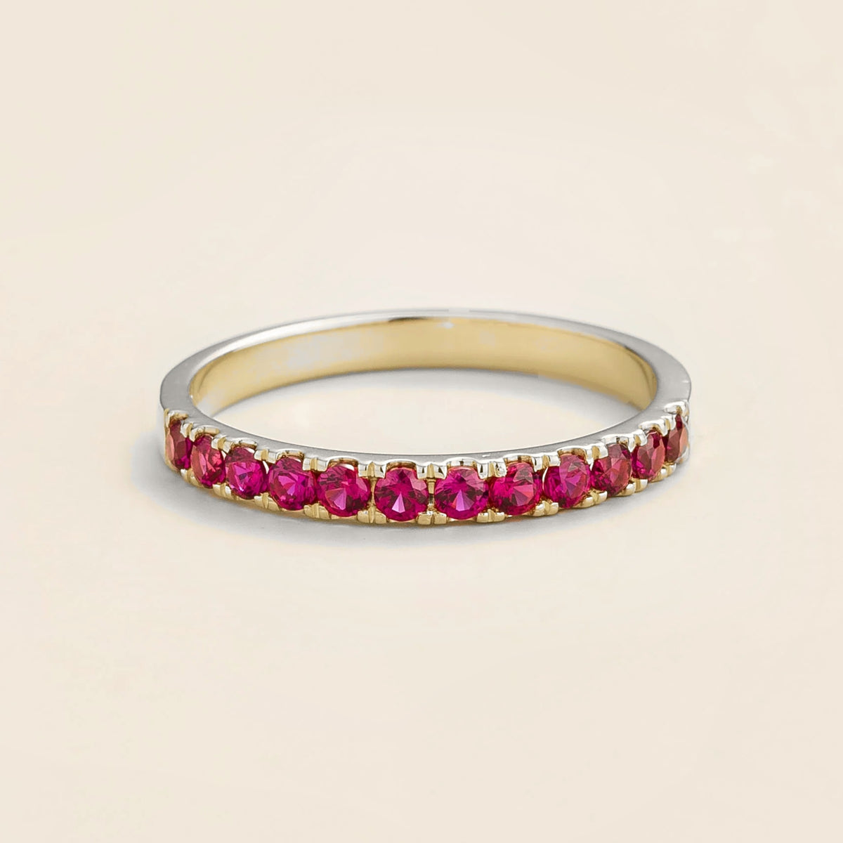 Salto Ruby Half Eternity Ring in White Gold