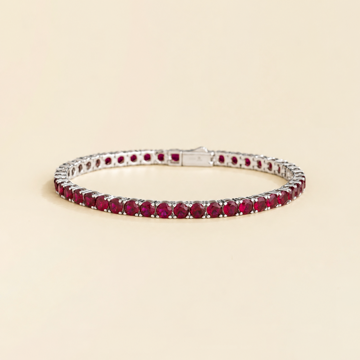 Stacy White Gold Tennis Bracelet Set With Ruby