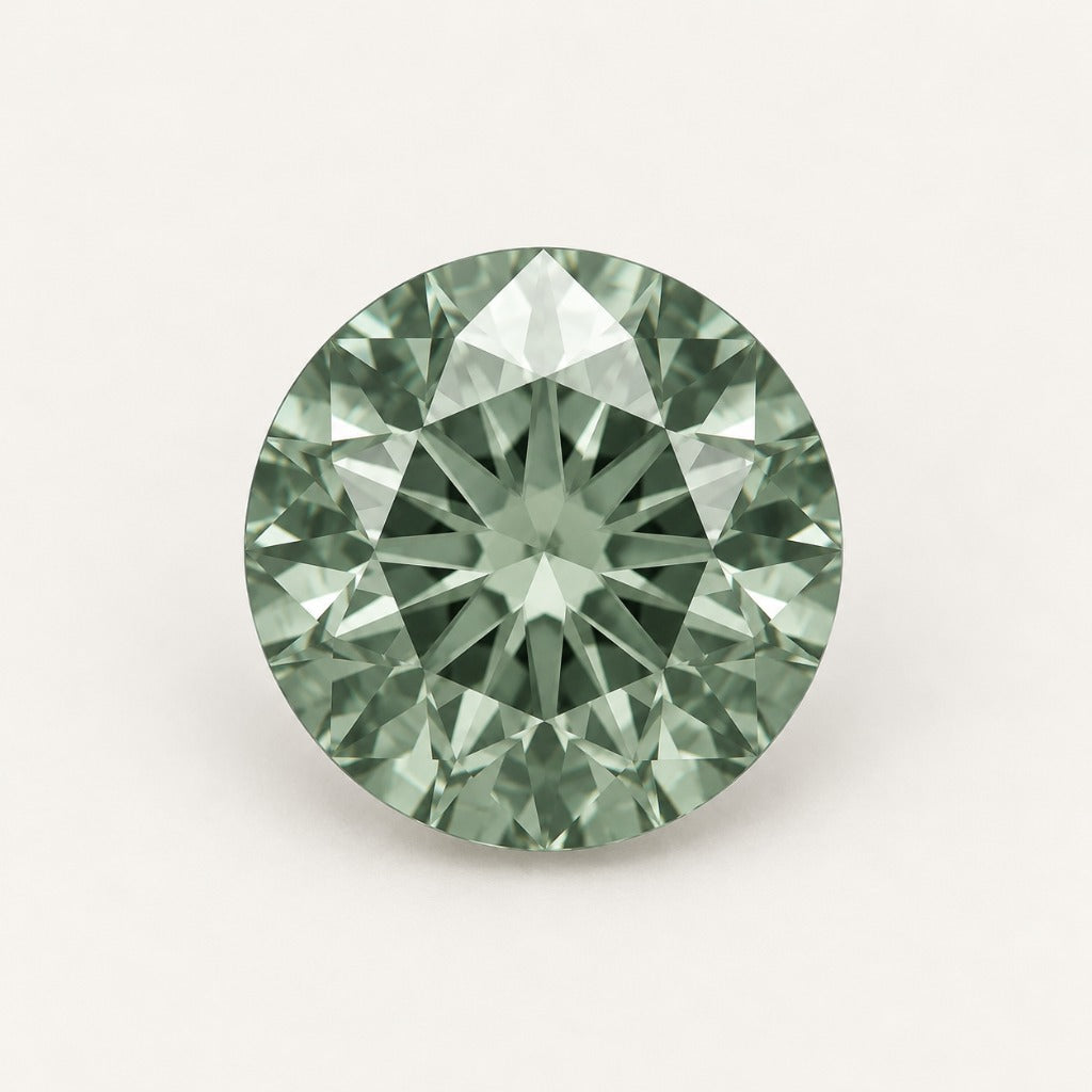 Sage green lab-grown sapphire, round cut