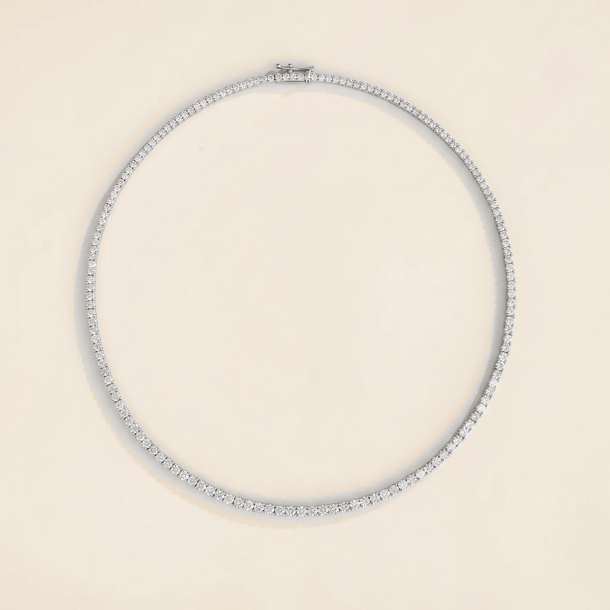 Stacy diamond round tennis necklace in white gold