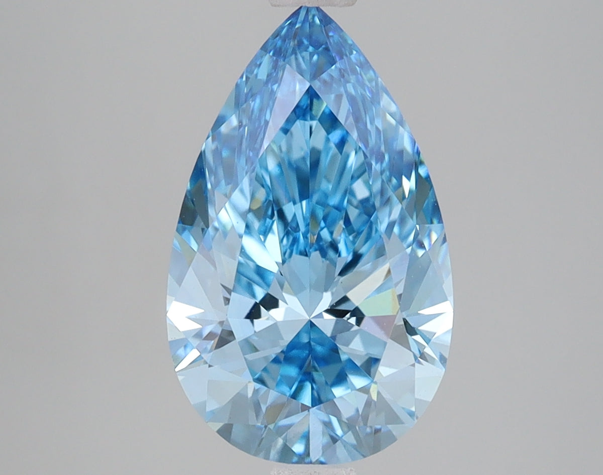 3.08ct Pear lab-grown diamond, Fancy Vivid Blue, VS1