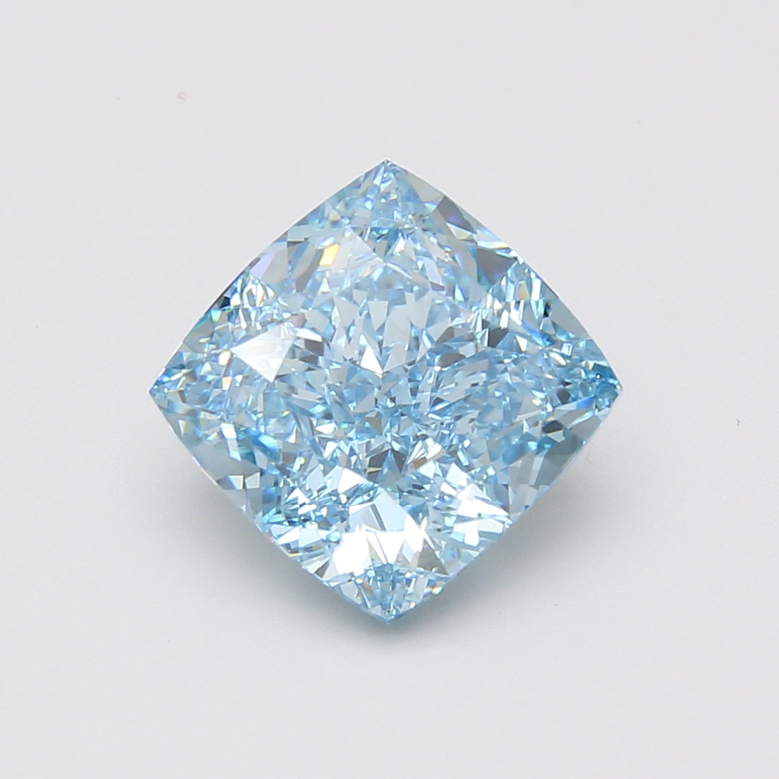 5.07ct Cushion lab-grown diamond, Fancy Vivid Blue, VVS2 – 360° view