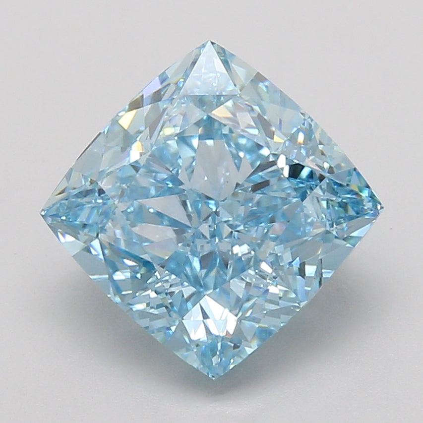 5.07ct Cushion lab-grown diamond, Fancy Vivid Blue, VS1 – 360° view
