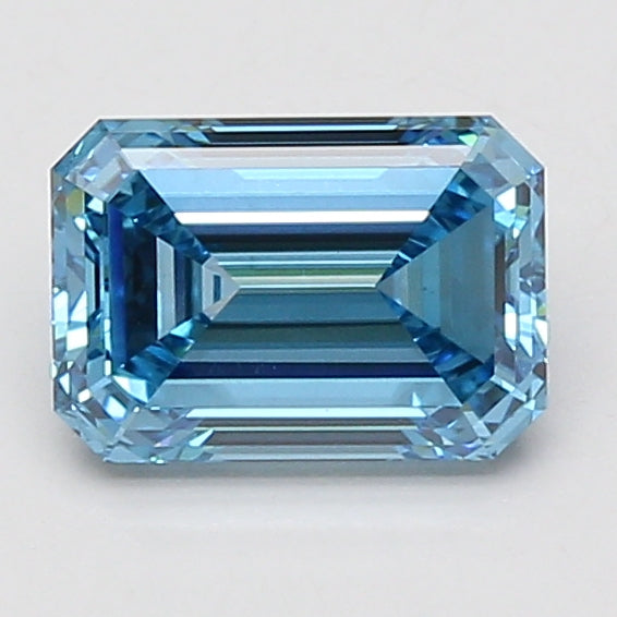 1.5ct Emerald lab-grown diamond, Fancy Vivid Blue, VVS2