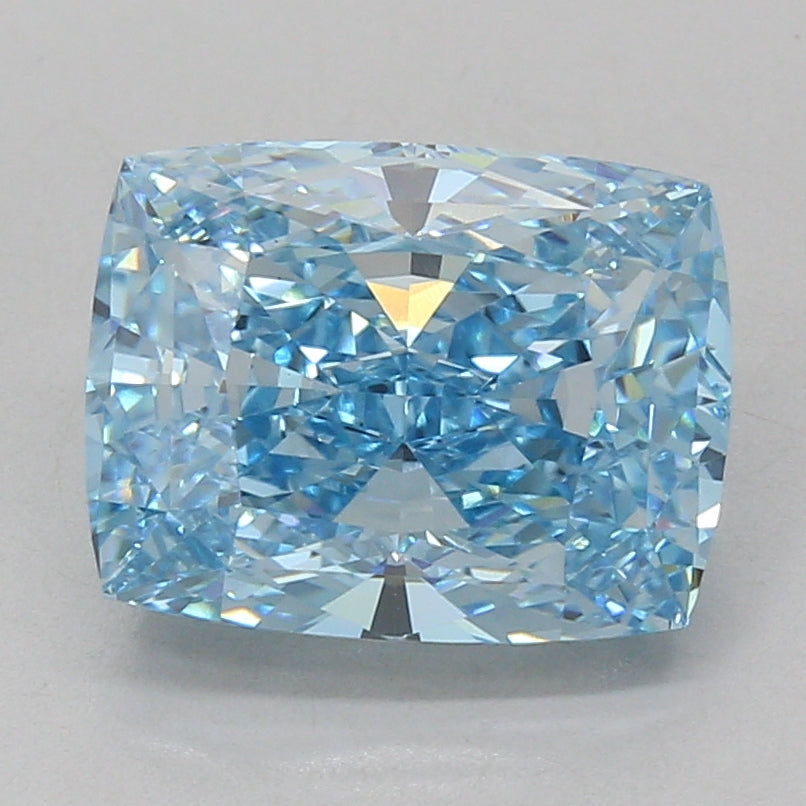 5.07ct Elongated Cushion lab-grown diamond, Fancy Vivid Blue, VS1 – 360° view