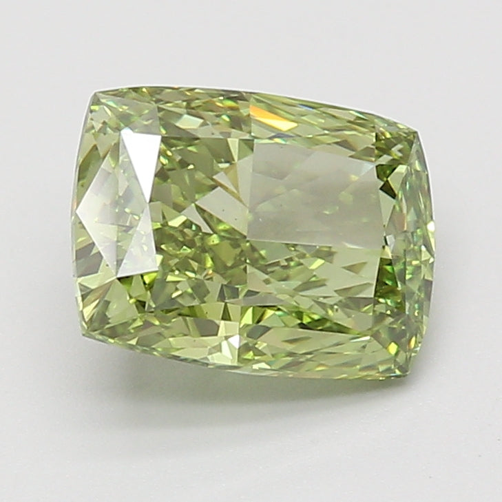 3.02ct Elongated Cushion lab-grown diamond, Fancy Vivid Green, VS1
