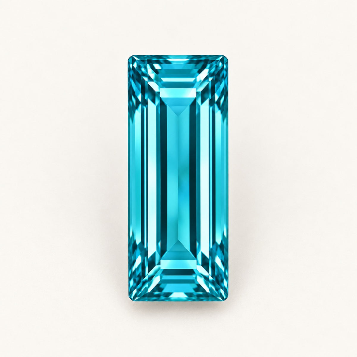 Teal lab-grown spinel, baguette cut