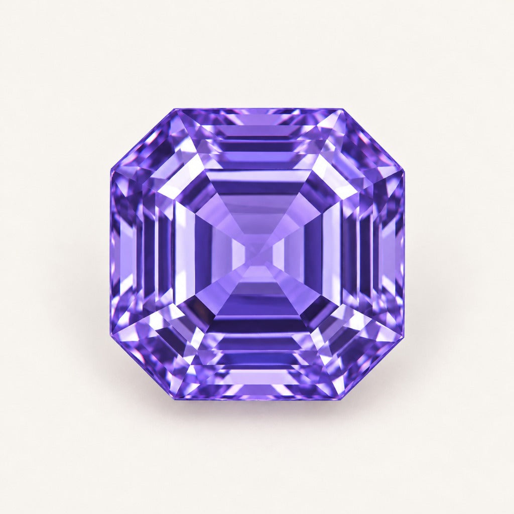 Violet lab-grown sapphire, asscher cut