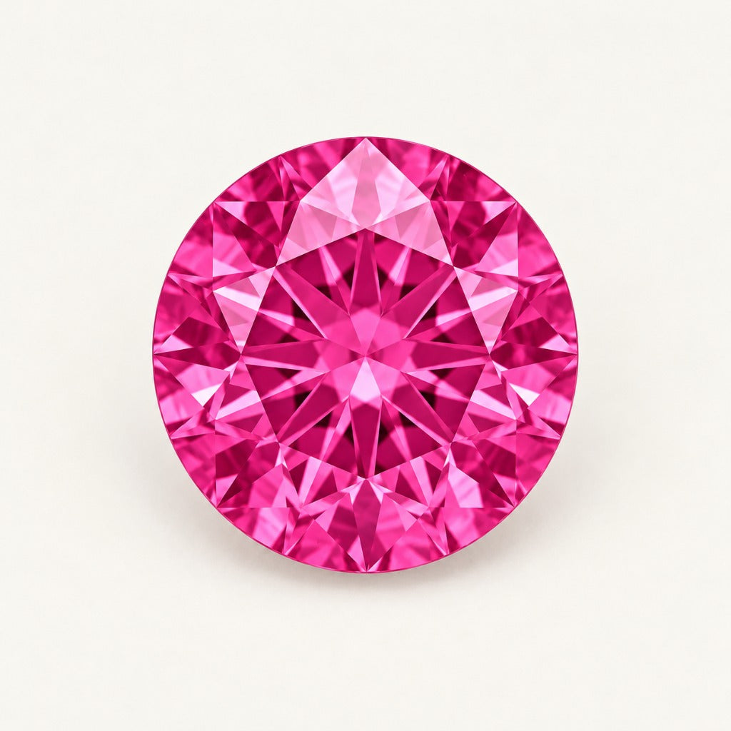Vivid hot pink lab-grown sapphire, round cut