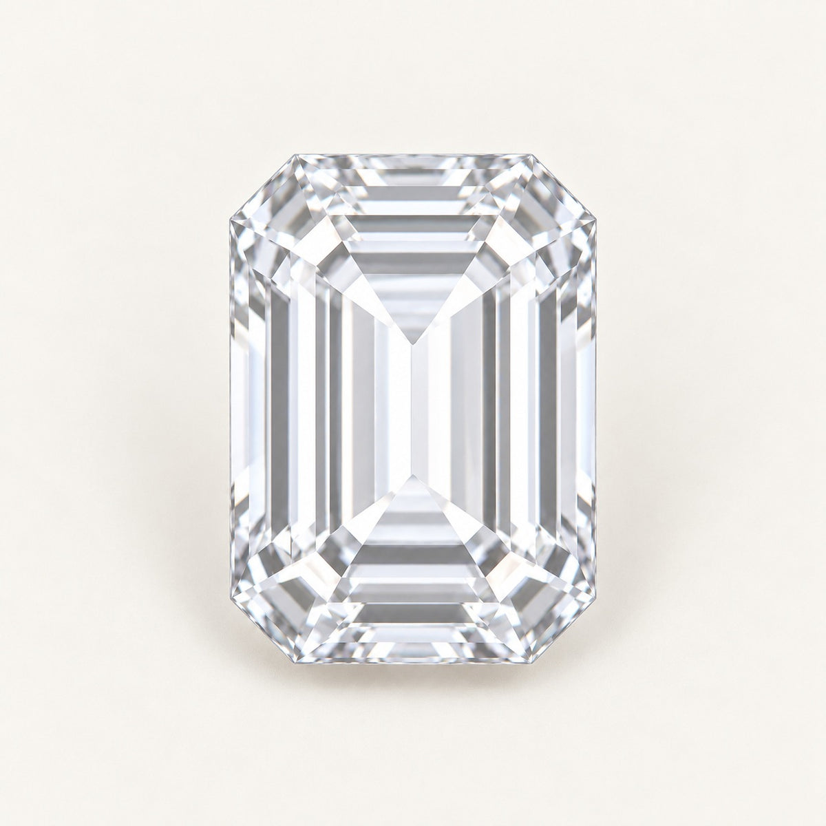 White lab-grown spinel, emerald cut