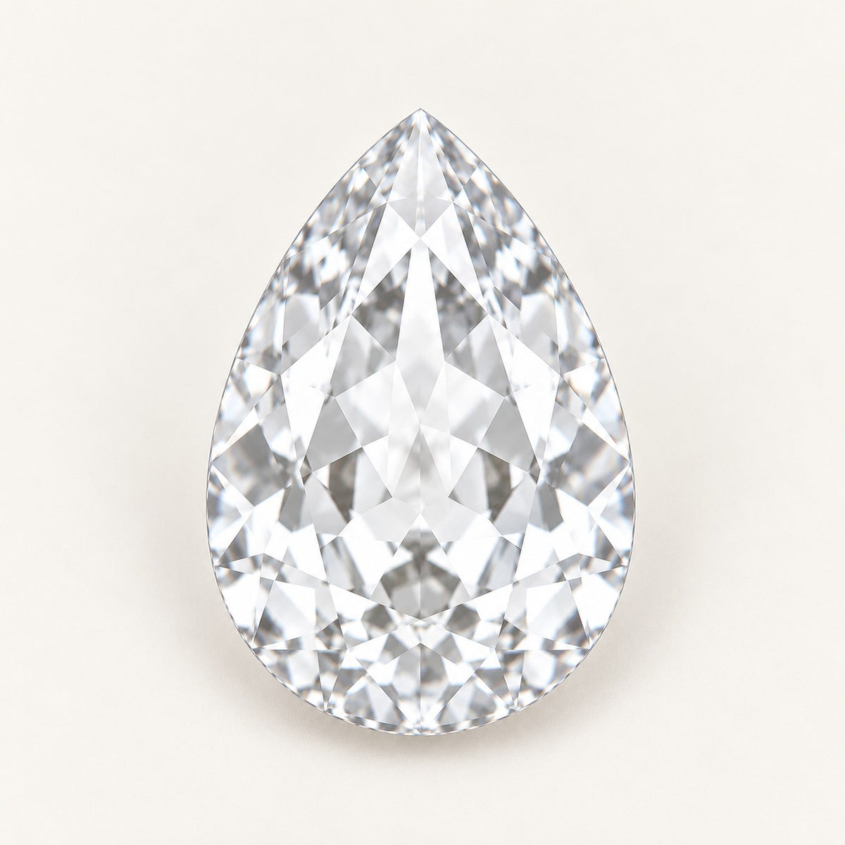 White lab-grown spinel, pear cut