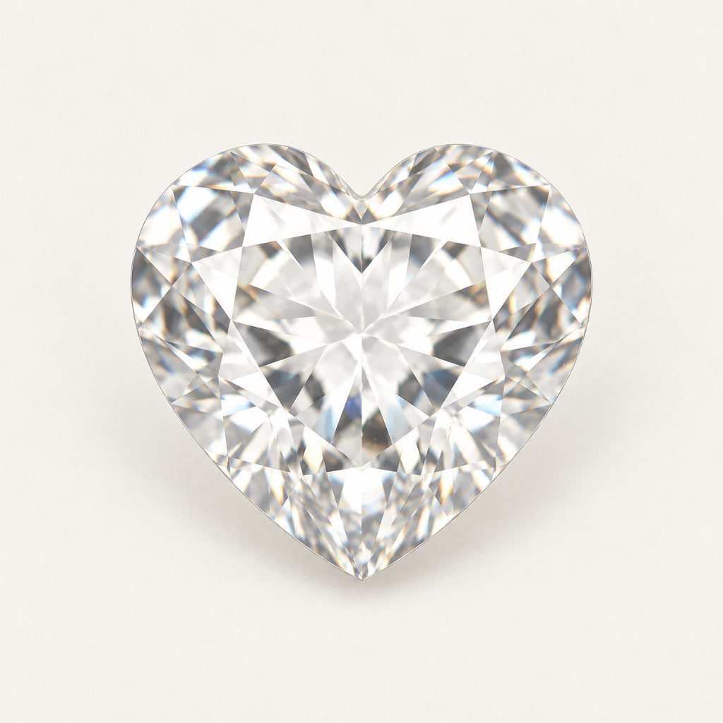White lab-grown sapphire, heart cut