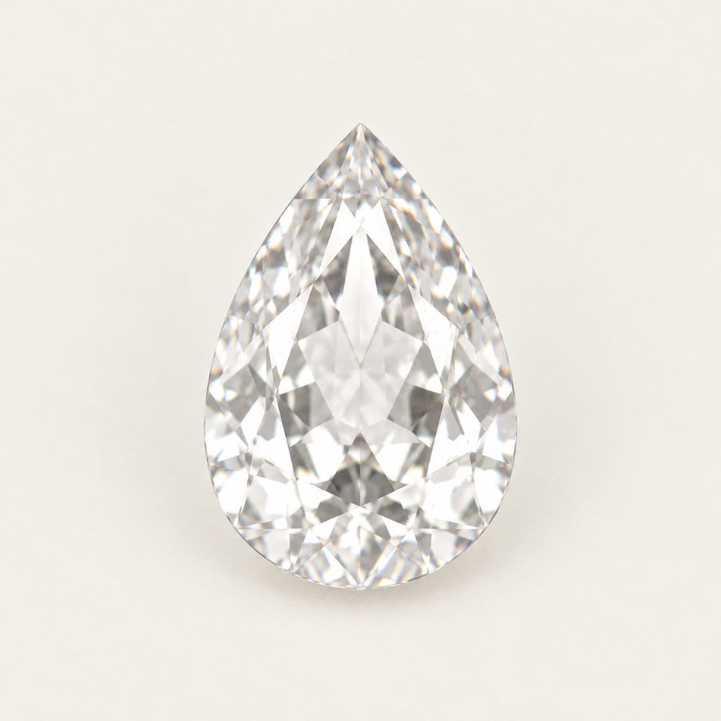 White lab-grown sapphire, pear cut