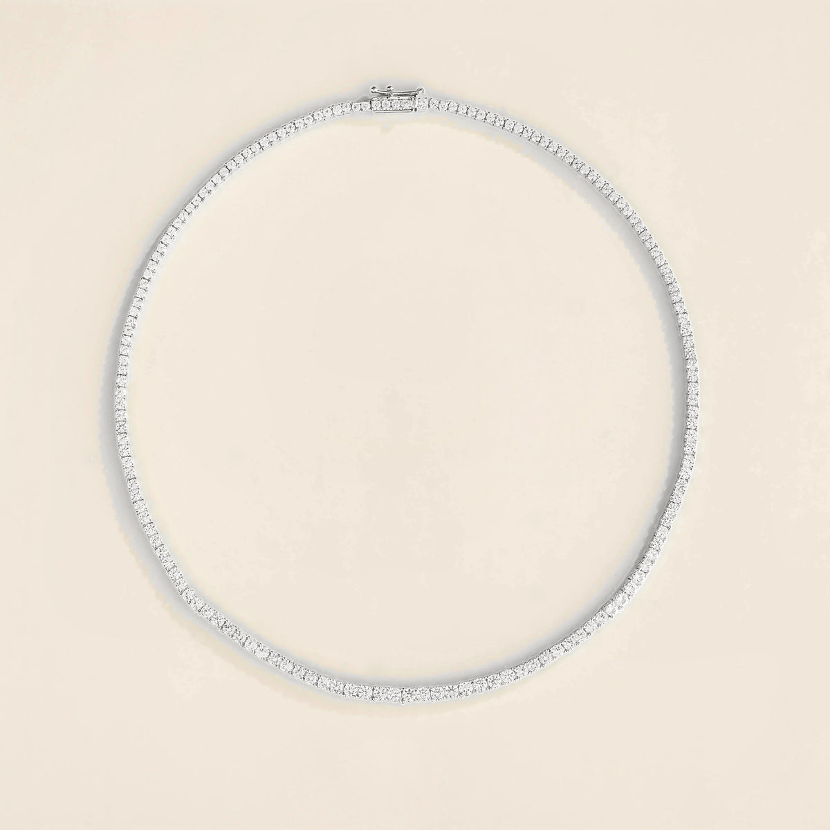 Stacy white sapphire round tennis necklace in white gold