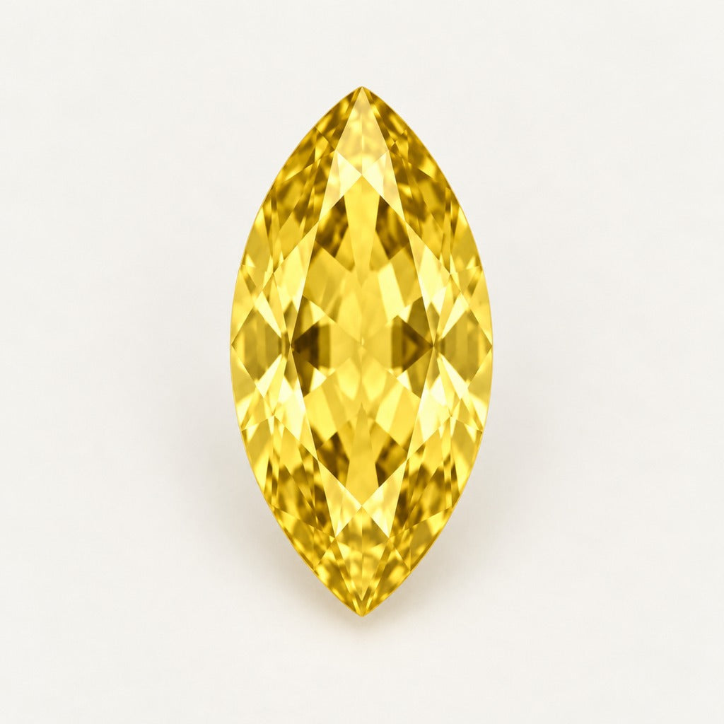 Yellow lab-grown sapphire, marquise cut