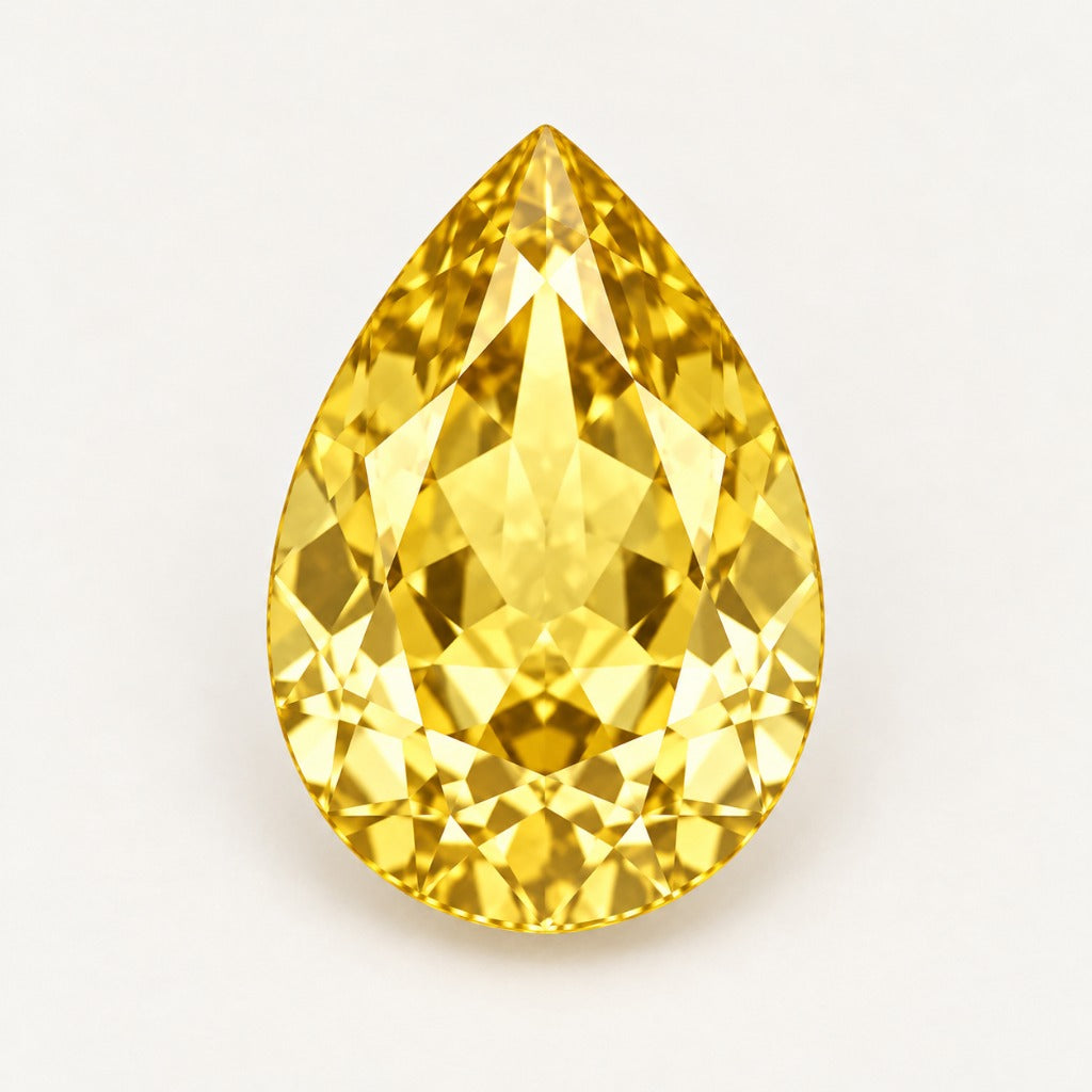 Yellow lab-grown sapphire, pear cut