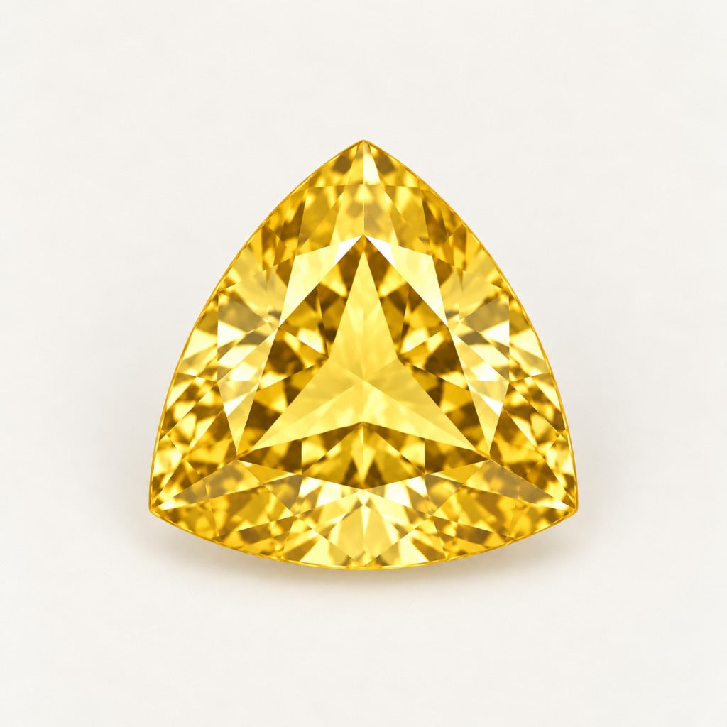 Yellow lab-grown sapphire, trillion cut
