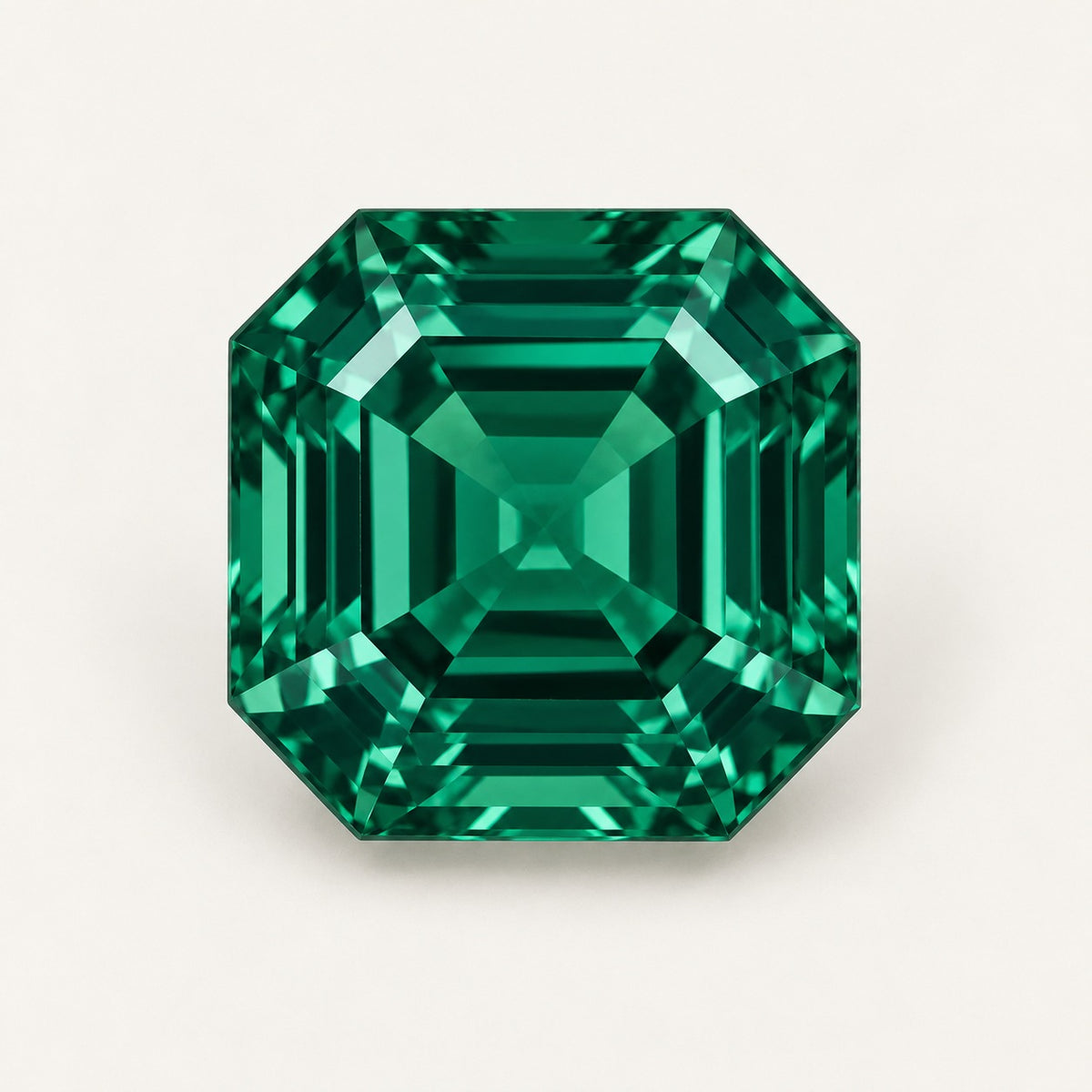 Zambian-colour lab-grown emerald, Asscher cut
