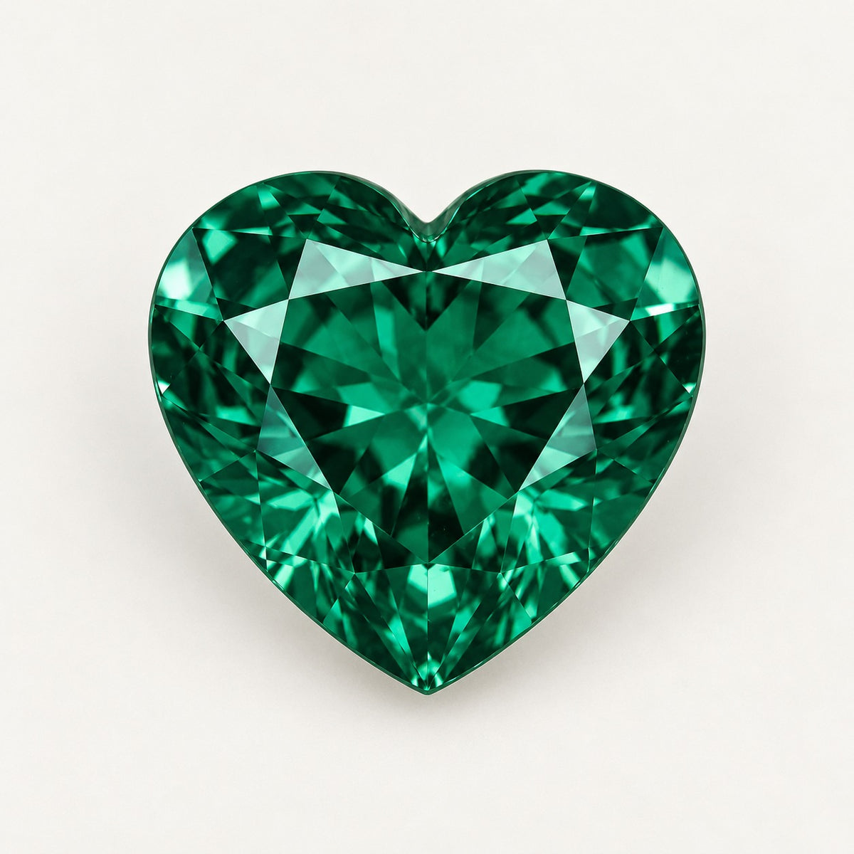 Zambian-colour lab-grown emerald, heart cut