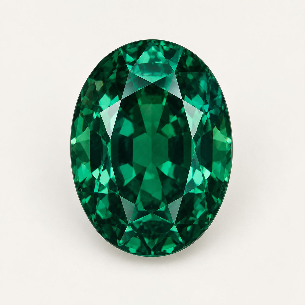 Zambian-colour lab-grown emerald, oval cut