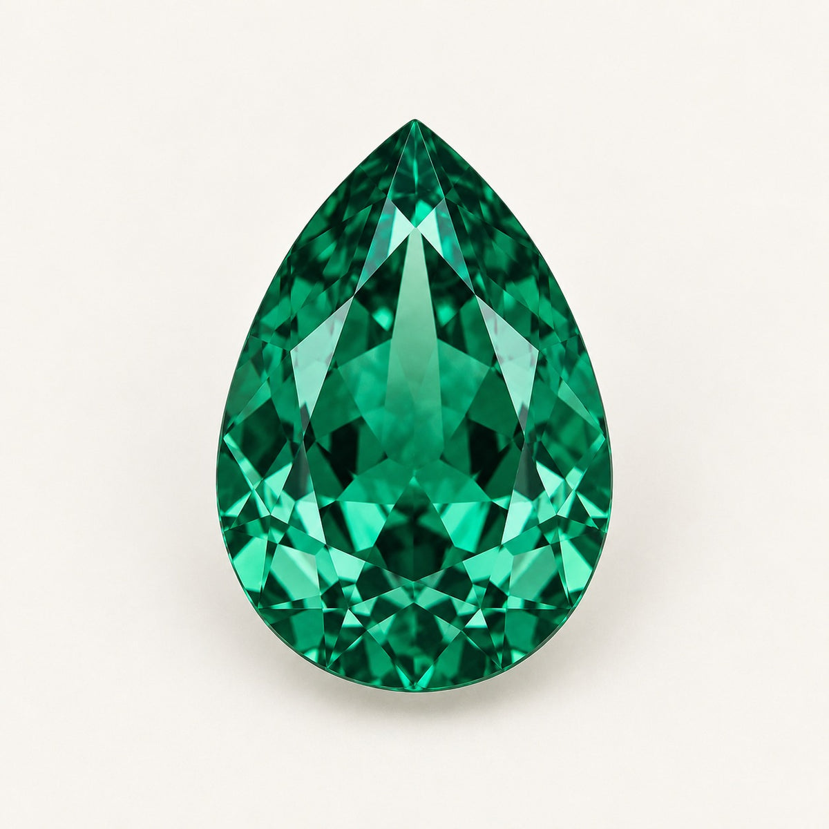 Zambian-colour lab-grown emerald, pear cut