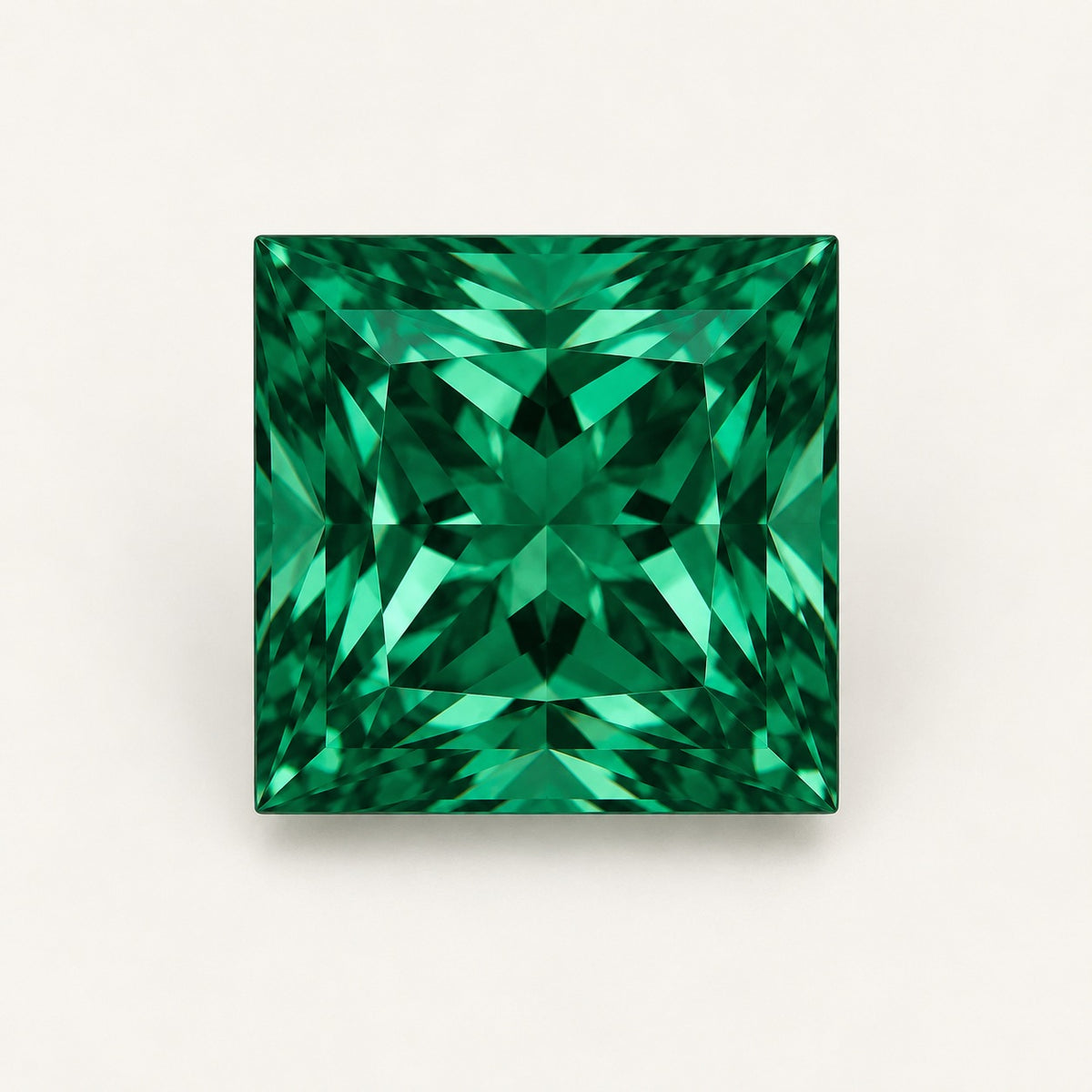 Zambian-colour lab-grown emerald, princess cut