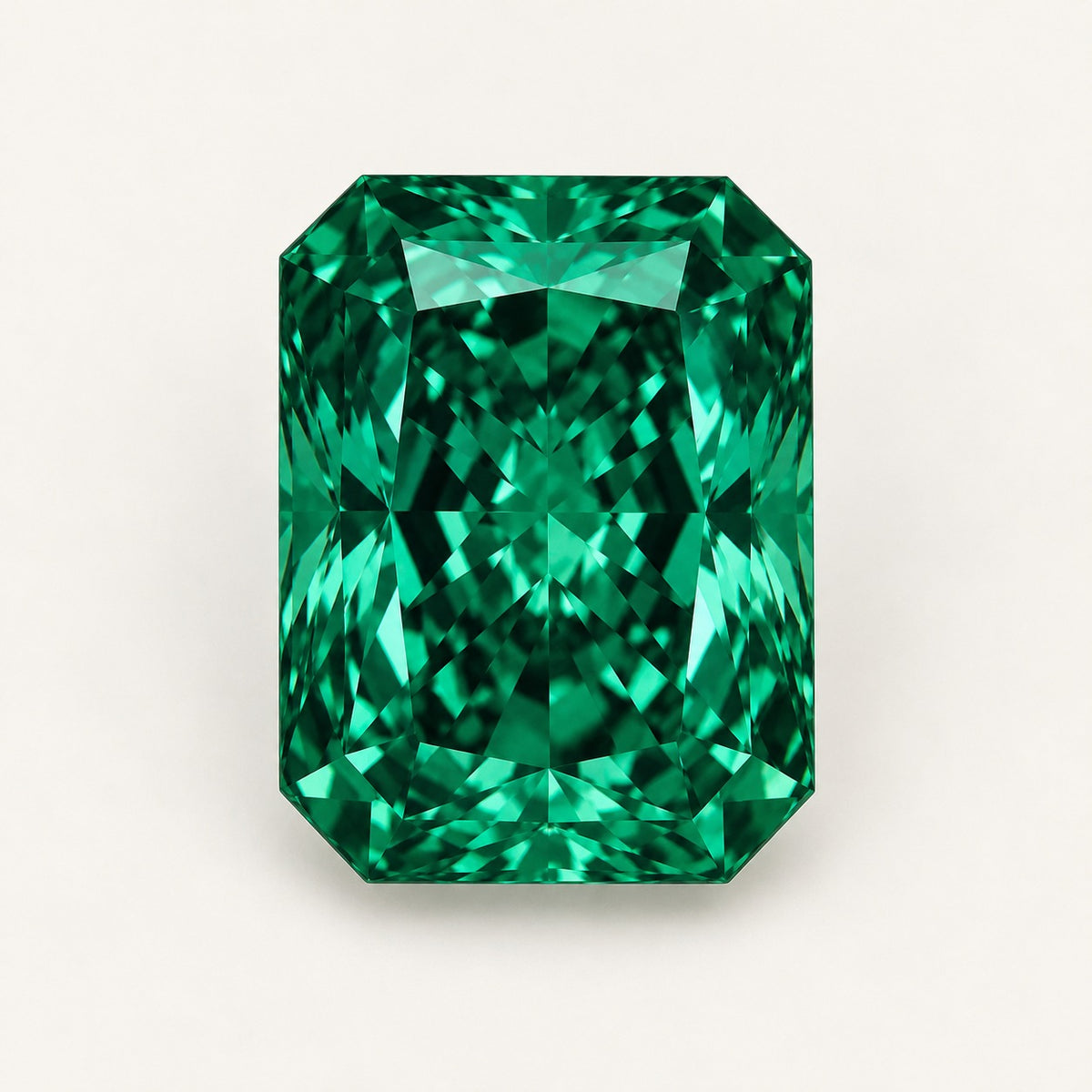 Zambian-colour lab-grown emerald, radiant cut