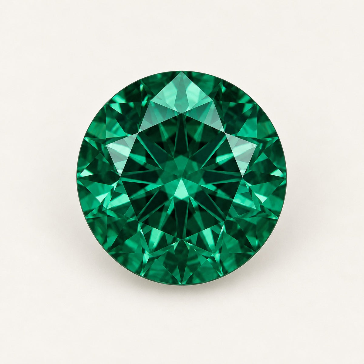 Zambian-colour lab-grown emerald, round cut